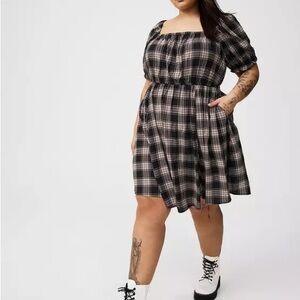 Torrid Black and White Plaid Mini Dress